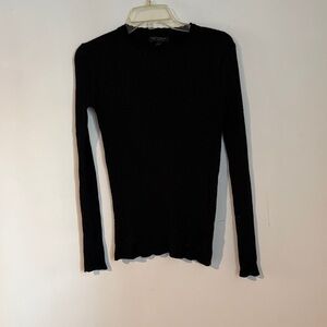 Banana Republic Black Ribbed Long-Sleeve Crew Top
